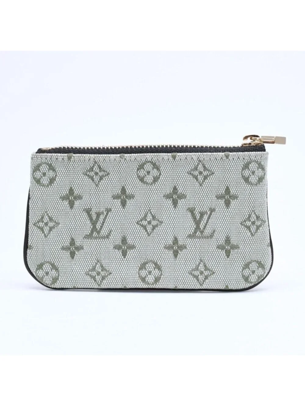 Louis Vuitton Monogram Mini Pochette Cles Coin Purse Canvas Gold Green